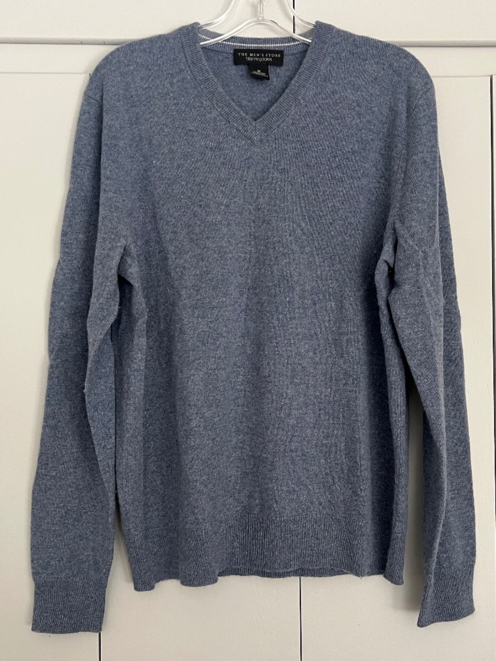 The Men's Store Bloomingdale's Steel Blue Gray 100% Cashmere V-Neck Sweater M